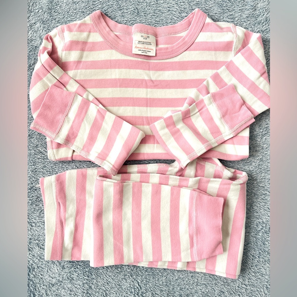 Hannah Andersson Striped Pajamas - Light Pink/white - Size 140/10
